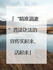 “精准滴灌”普法让法治宣传实起来、活起来