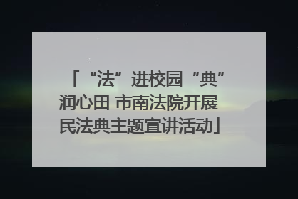 “法”进校园“典”润心田 市南法院开展民法典主题宣讲活动
