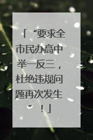 “要求全市民办高中举一反三，杜绝违规问题再次发生”！