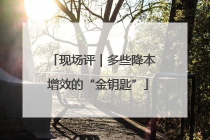 现场评｜多些降本增效的“金钥匙”