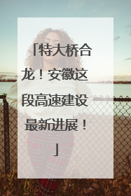 特大桥合龙！安徽这段高速建设最新进展！