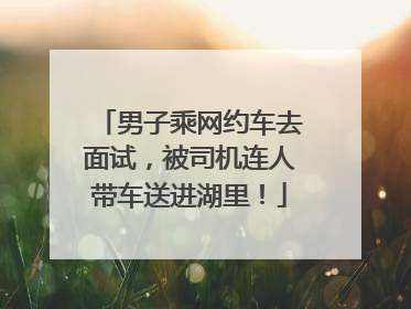 男子乘网约车去面试，被司机连人带车送进湖里！