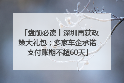 盘前必读丨深圳再获政策大礼包；多家车企承诺支付账期不超60天