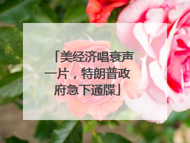 美经济唱衰声一片，特朗普政府急下通牒