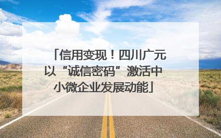 信用变现！四川广元以“诚信密码”激活中小微企业发展动能