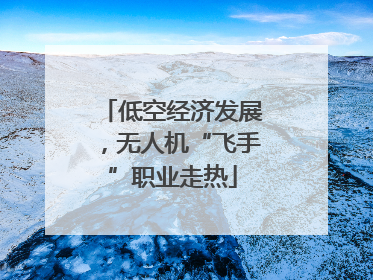 低空经济发展，无人机“飞手”职业走热