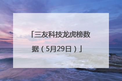 三友科技龙虎榜数据（5月29日）