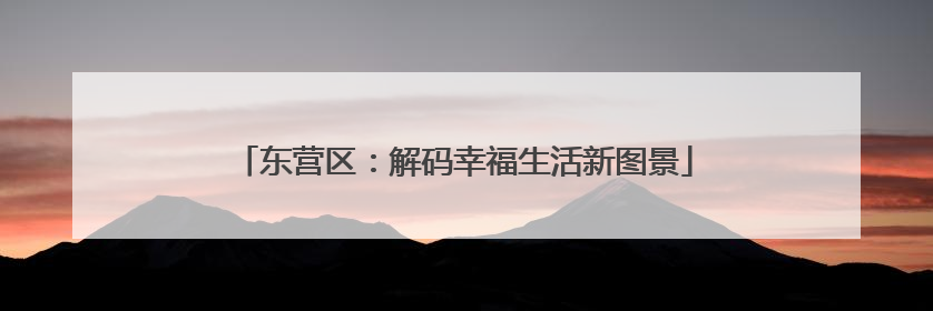 东营区：解码幸福生活新图景