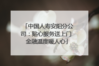 中国人寿安阳分公司：贴心服务送上门 金融温度暖人心