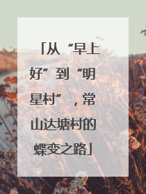 从“早上好”到“明星村”，常山达塘村的蝶变之路