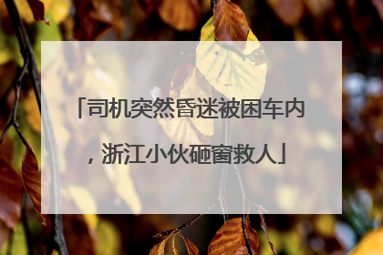 司机突然昏迷被困车内，浙江小伙砸窗救人