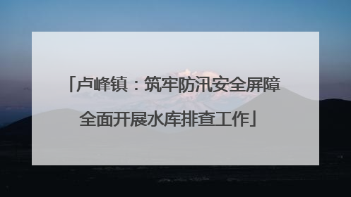 卢峰镇：筑牢防汛安全屏障 全面开展水库排查工作