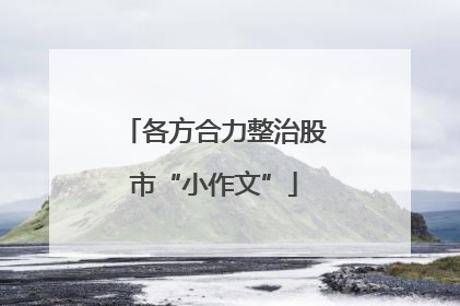 各方合力整治股市“小作文”