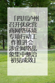 四川泸州召开优化营商网络环境专项行动工作推进会 涉企网络乱象集中整治初见成效