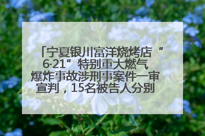 宁夏银川富洋烧烤店“6·21”特别重大燃气爆炸事故涉刑事案件一审宣判，15名被告人分别判刑六年至一年不等
