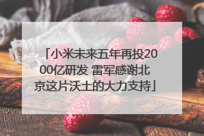 小米未来五年再投2000亿研发 雷军感谢北京这片沃土的大力支持