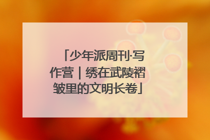 少年派周刊·写作营｜绣在武陵褶皱里的文明长卷