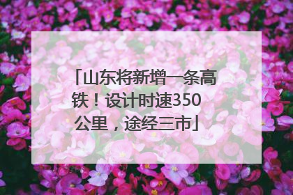 山东将新增一条高铁！设计时速350公里，途经三市