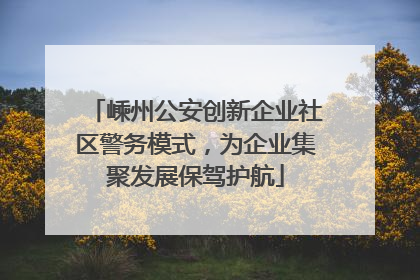 嵊州公安创新企业社区警务模式，为企业集聚发展保驾护航