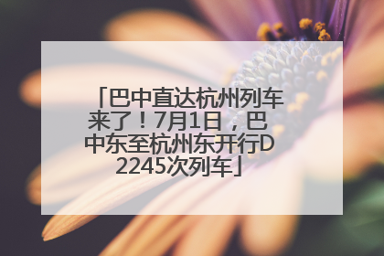 巴中直达杭州列车来了！7月1日，巴中东至杭州东开行D2245次列车