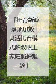 托育新政落地见效 灵活托育模式解双职工家庭照护难题