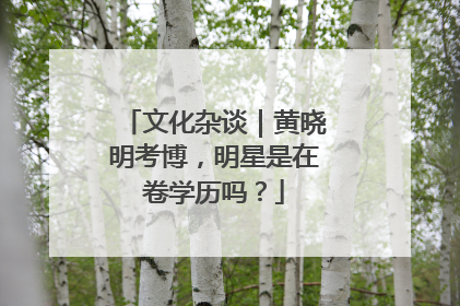 文化杂谈｜黄晓明考博，明星是在卷学历吗？