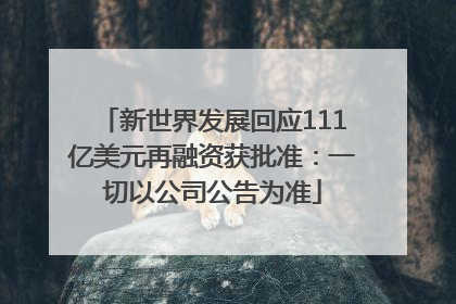 新世界发展回应111亿美元再融资获批准：一切以公司公告为准