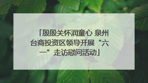 殷殷关怀润童心 泉州台商投资区领导开展“六一”走访慰问活动