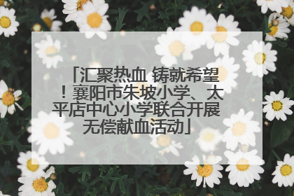 汇聚热血 铸就希望！襄阳市朱坡小学、太平店中心小学联合开展无偿献血活动