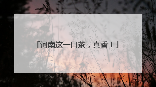河南这一口茶，真香！