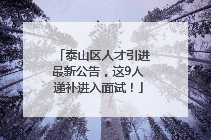 泰山区人才引进最新公告，这9人递补进入面试！