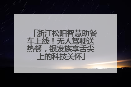 浙江松阳智慧助餐车上线！无人驾驶送热餐，银发族享舌尖上的科技关怀