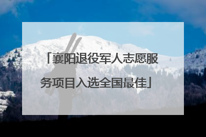 襄阳退役军人志愿服务项目入选全国最佳