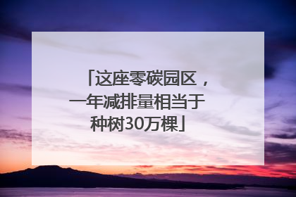 这座零碳园区，一年减排量相当于种树30万棵