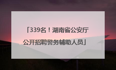 339名！湖南省公安厅公开招聘警务辅助人员