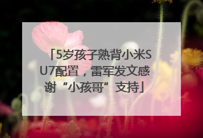 5岁孩子熟背小米SU7配置，雷军发文感谢“小孩哥”支持